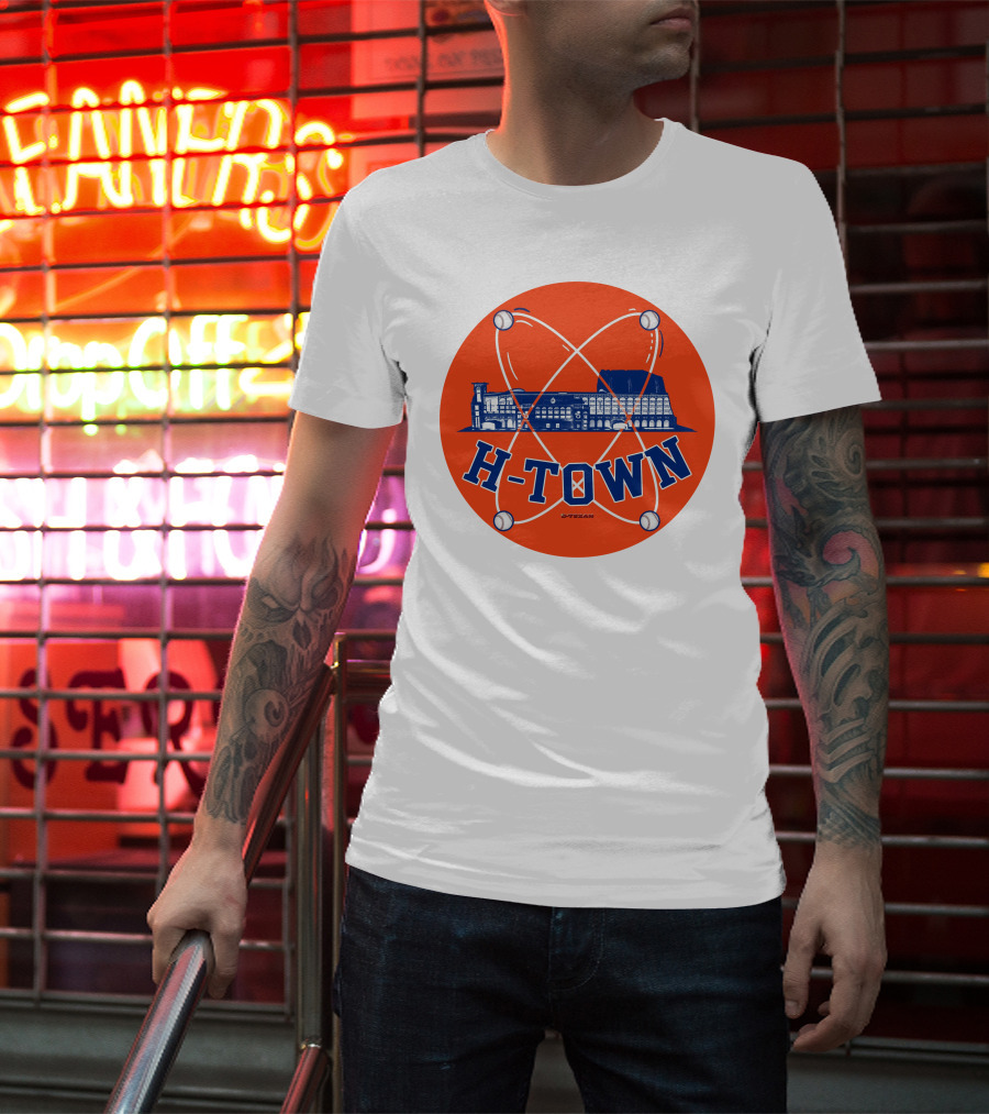 H-Town D-Texan Baseball Landmark Iconography T-Shirt