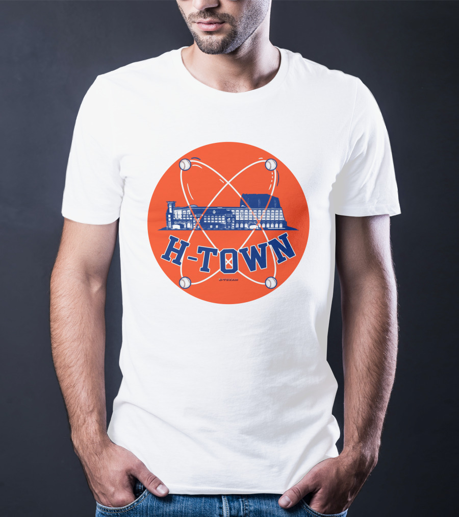 H-Town D-Texan Baseball Landmark Iconography T-Shirt
