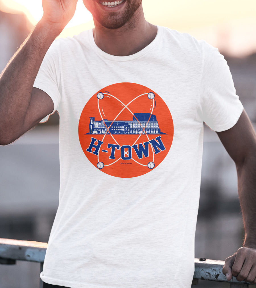 H-Town D-Texan Baseball Landmark Iconography T-Shirt