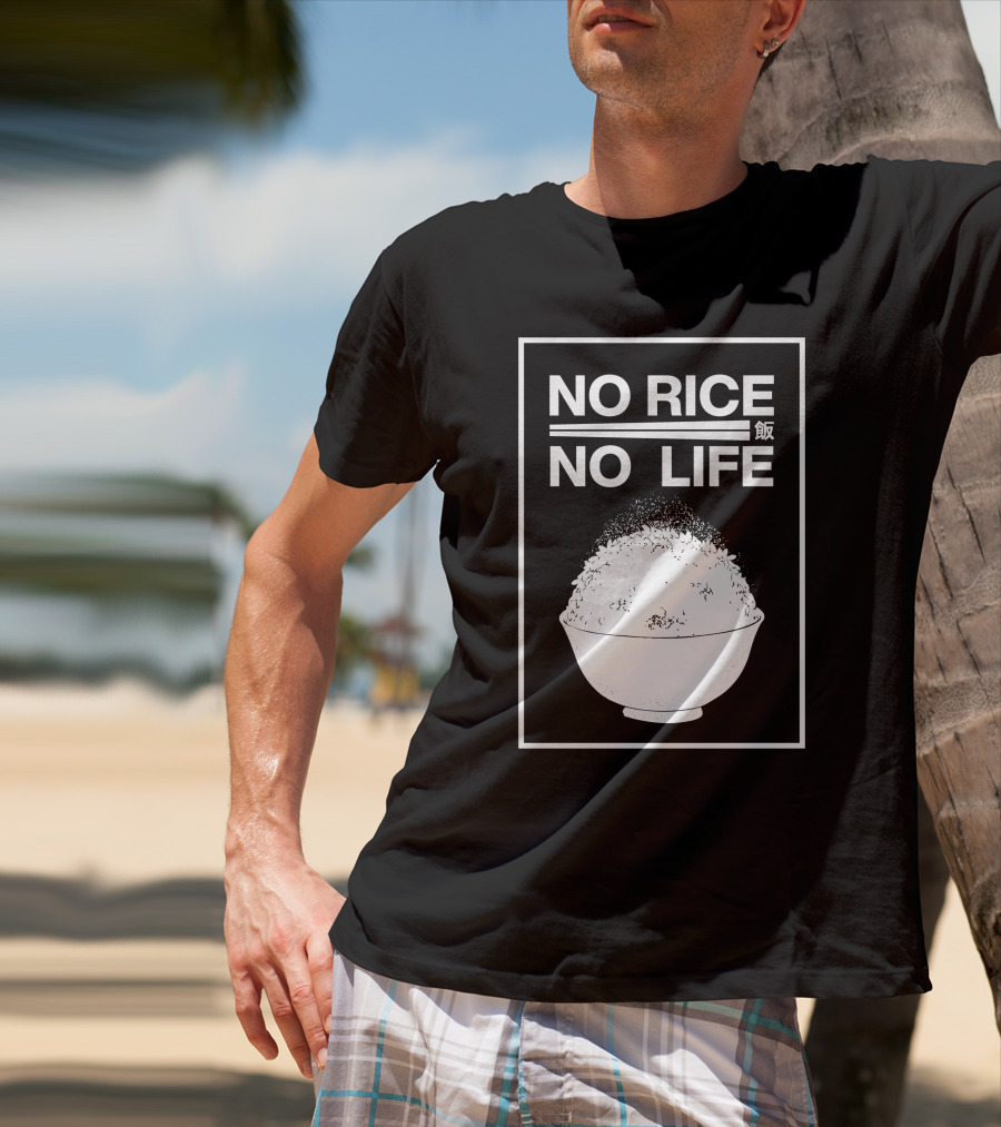 No Rice No Life Kanji Bowl T-Shirt