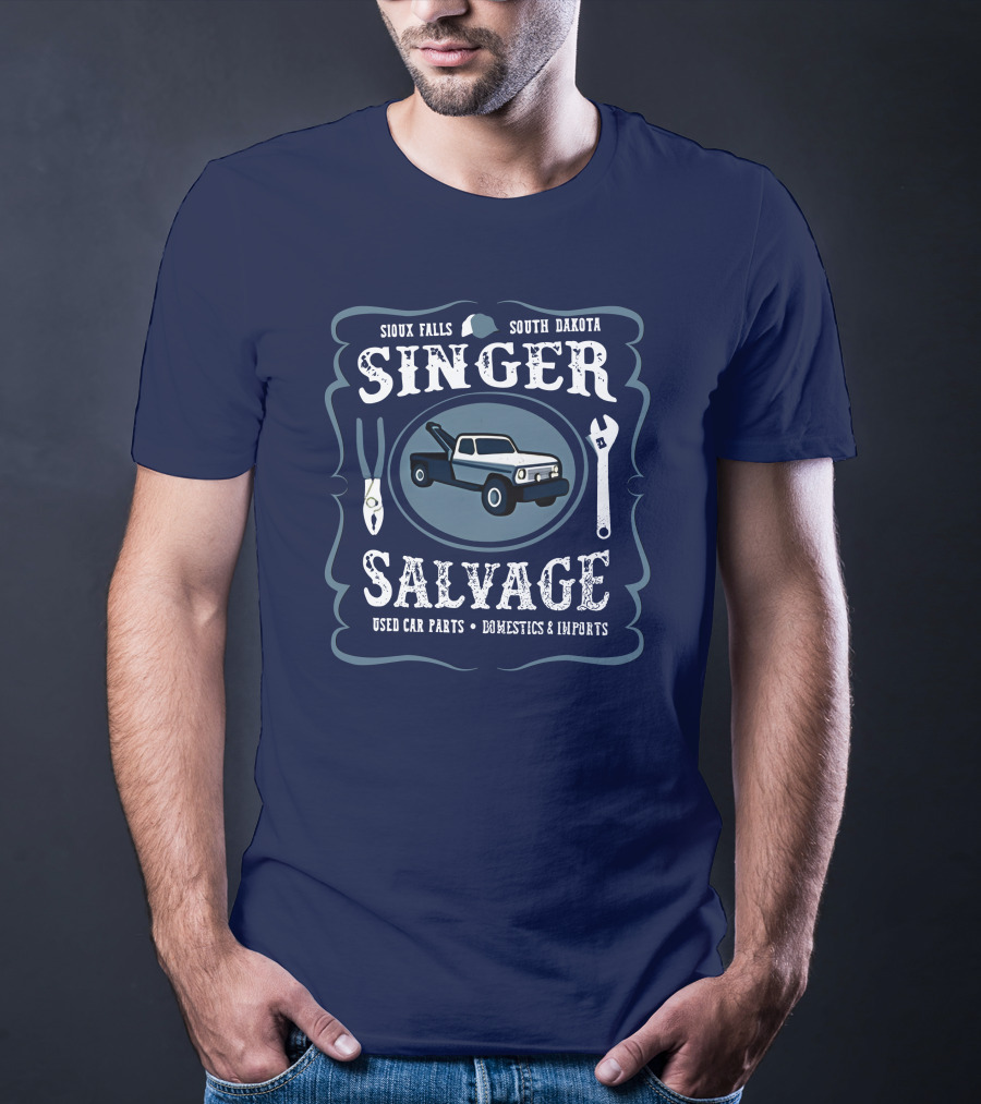Sioux Falls South Dakota Singer Salvage Used Car Parts Domestics Imports T-Shirt