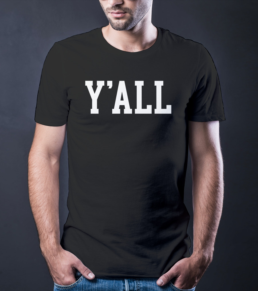 Y'all College-Style Text Block Letters T-Shirt