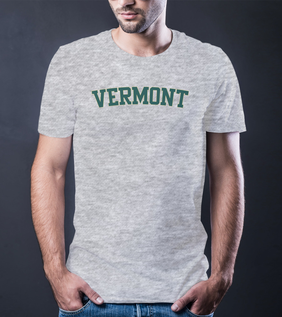 Vermont Green College Style Block Letters T-Shirt