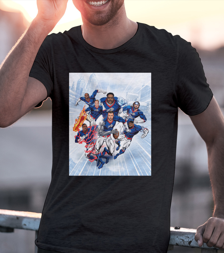 Buffalo Bills Super Hero Team Comic T-Shirt
