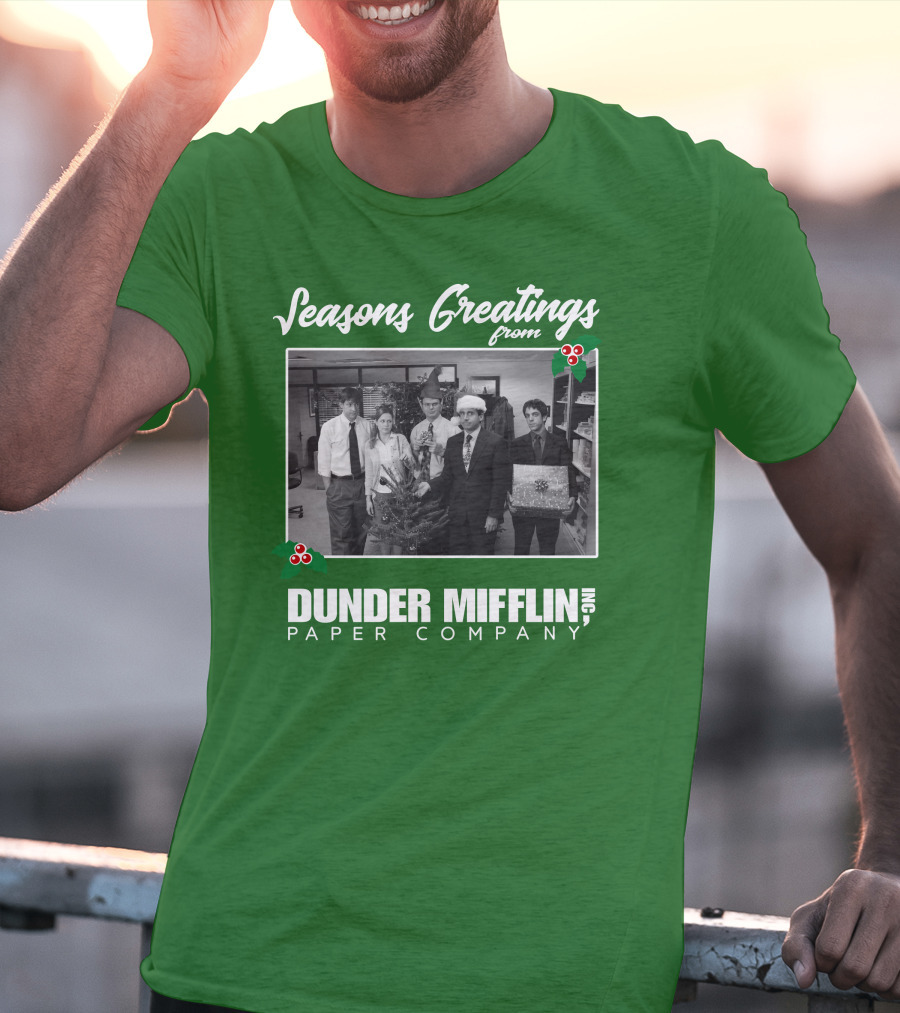 Seasons Greetings From Dunder Mifflin Paper Company Holiday Photo T-Shirt