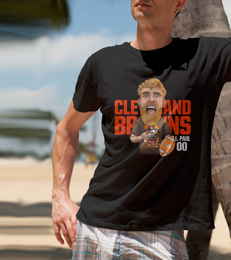Cleveland Browns J. Paul 00 Football Illustration - Agha Noor T-Shirt