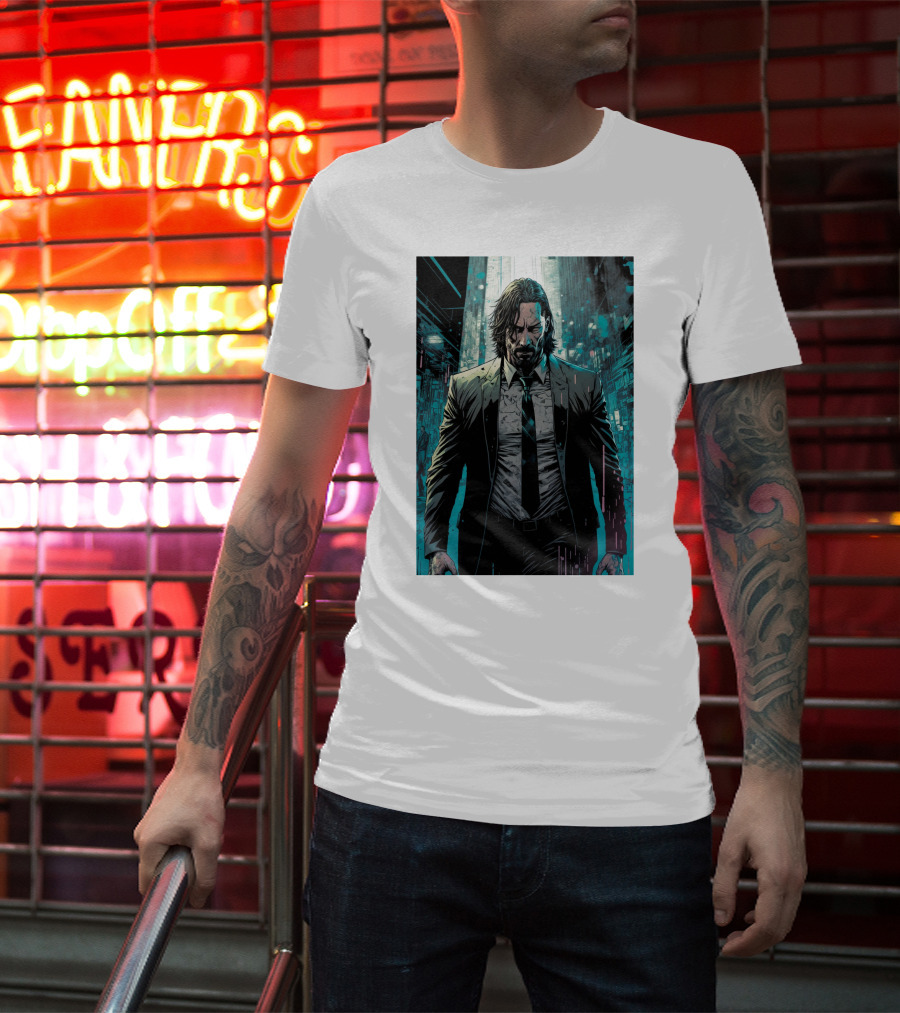 John Wick Comic Style Noir Scene T-Shirt