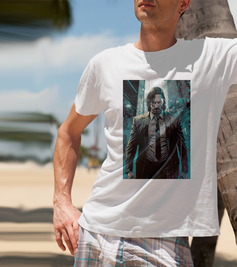 John Wick Comic Style Noir Scene T-Shirt