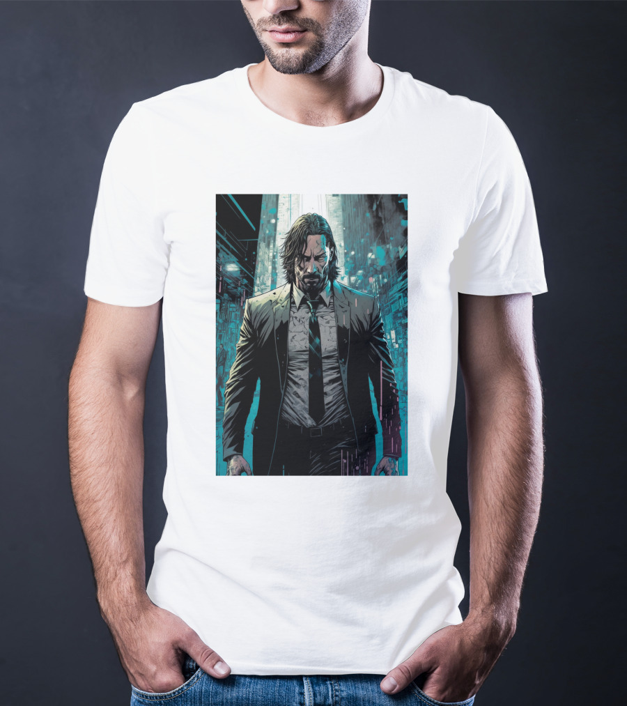 John Wick Comic Style Noir Scene T-Shirt