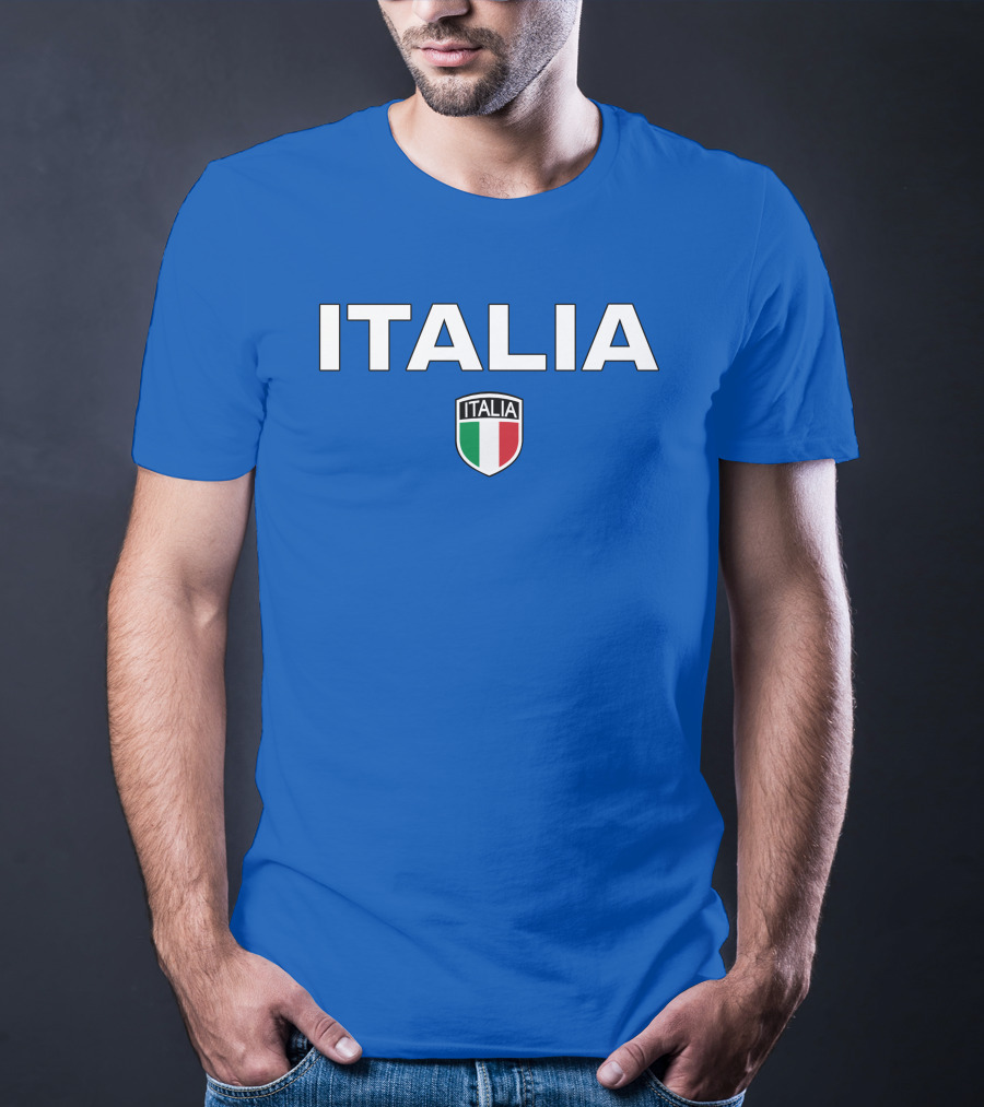 Rubi Rose Wearing Italia Italy Football Crest Blue T-Shirt