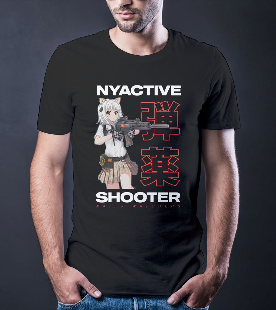 NYACTIVE Shooter Waifu Watchers Anime T-Shirt