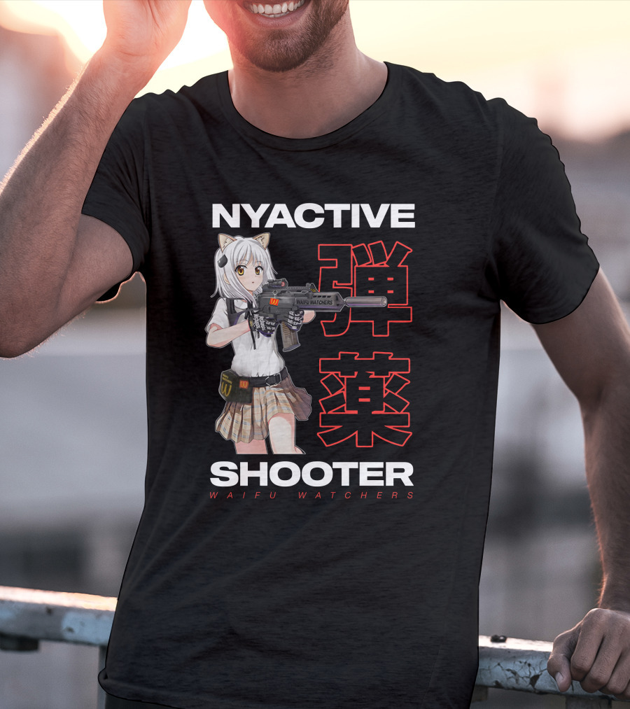 NYACTIVE Shooter Waifu Watchers Anime T-Shirt
