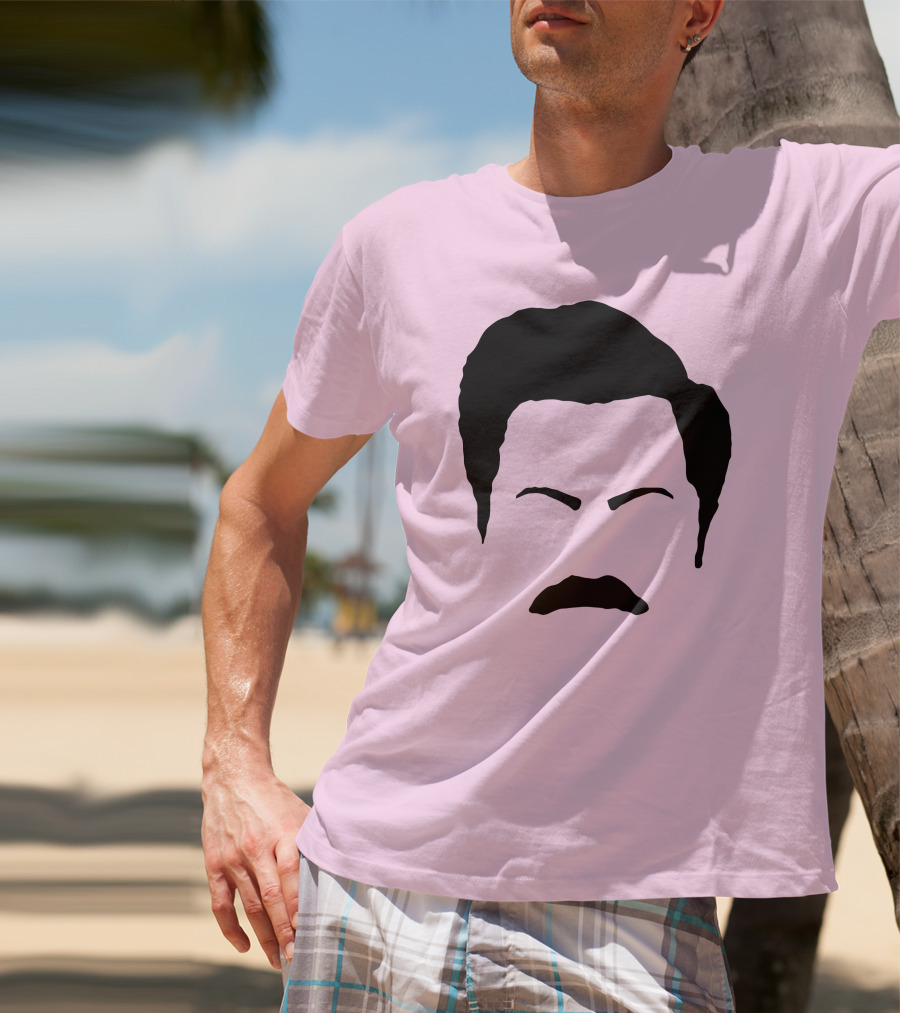 Ron Swanson Mustache Face Silhouette Parks And Recreation T-Shirt