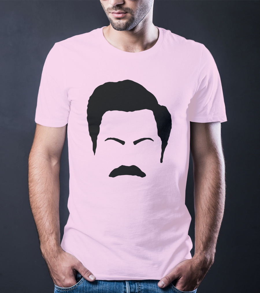 Ron Swanson Mustache Face Silhouette Parks And Recreation T-Shirt