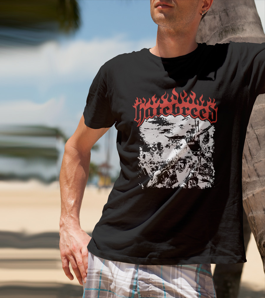 Hatebreed Flaming Logo Brody Dive Concert Crowd Scene T-Shirt