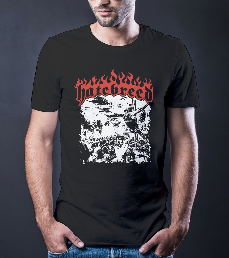 Hatebreed Flaming Logo Brody Dive Concert Crowd Scene T-Shirt