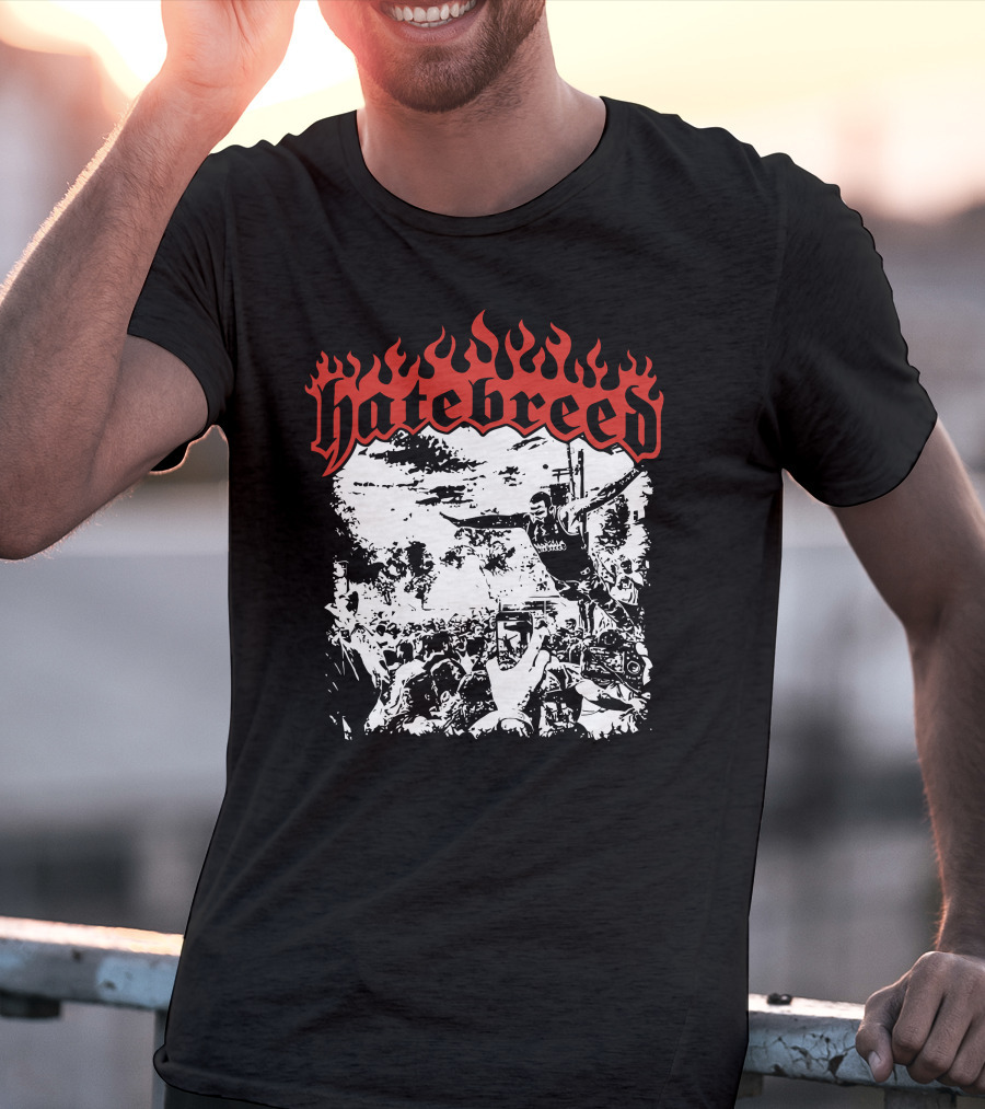 Hatebreed Flaming Logo Brody Dive Concert Crowd Scene T-Shirt
