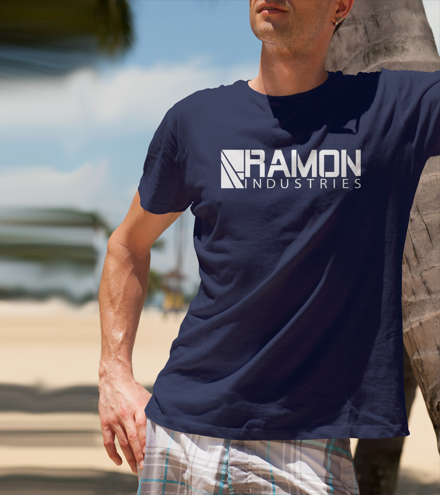 RAMON INDUSTRIES Logo Navy Blue Background T-Shirt