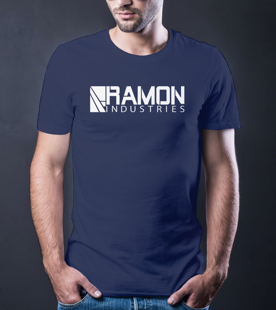 RAMON INDUSTRIES Logo Navy Blue Background T-Shirt