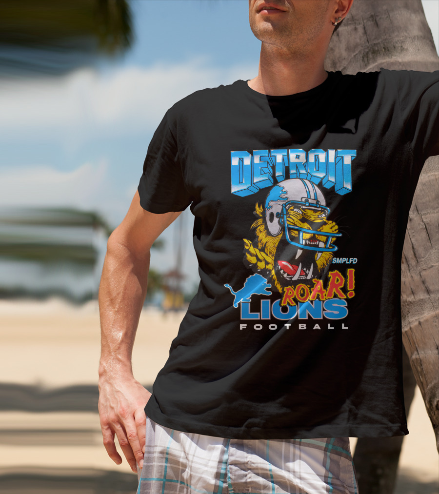 Detroit Lions SMPLFD Roar Football T-Shirt