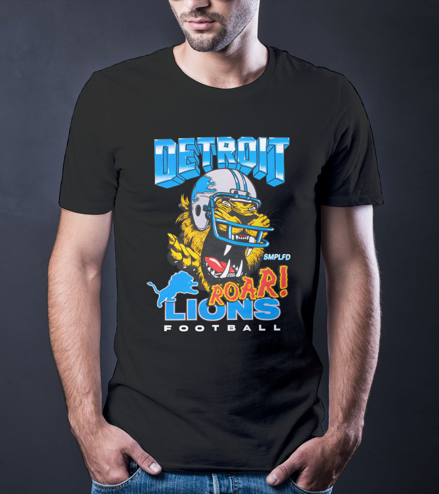 Detroit Lions SMPLFD Roar Football T-Shirt