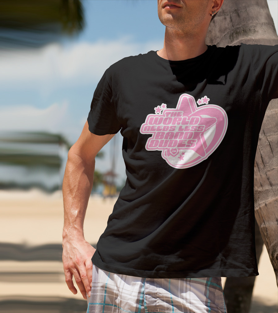 The World Needs Less Band Dudes Star Heart Pink Graphics T-Shirt