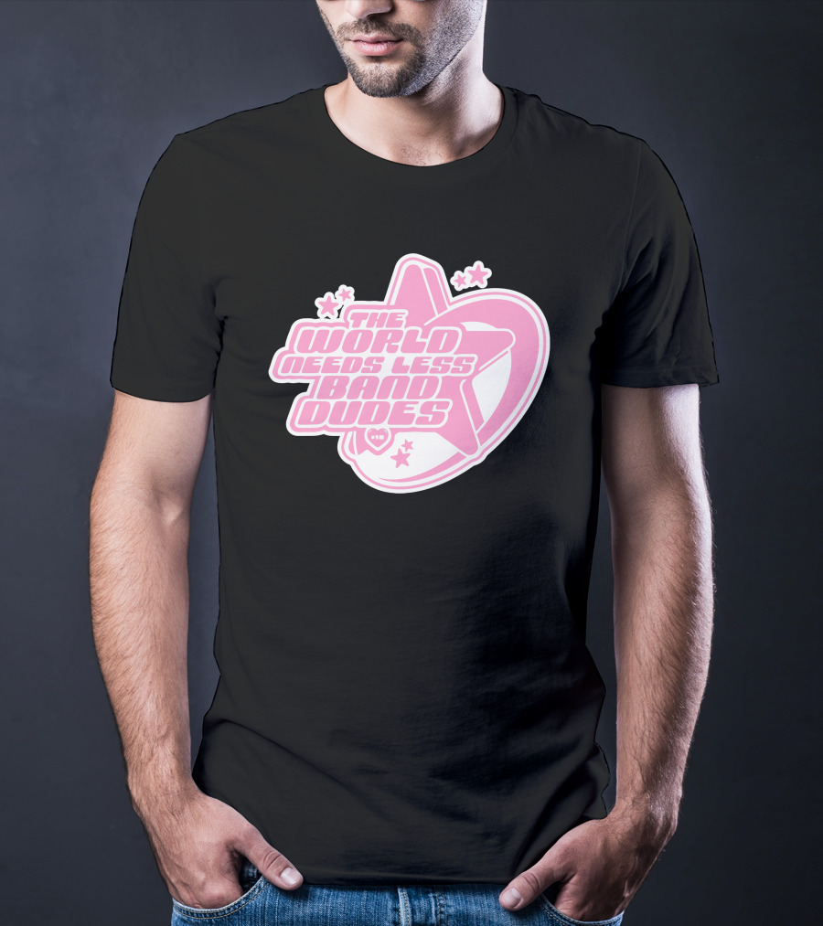The World Needs Less Band Dudes Star Heart Pink Graphics T-Shirt