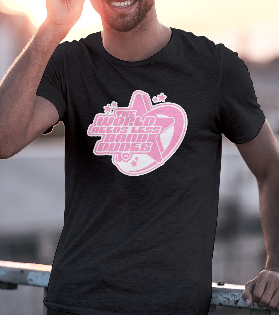 The World Needs Less Band Dudes Star Heart Pink Graphics T-Shirt