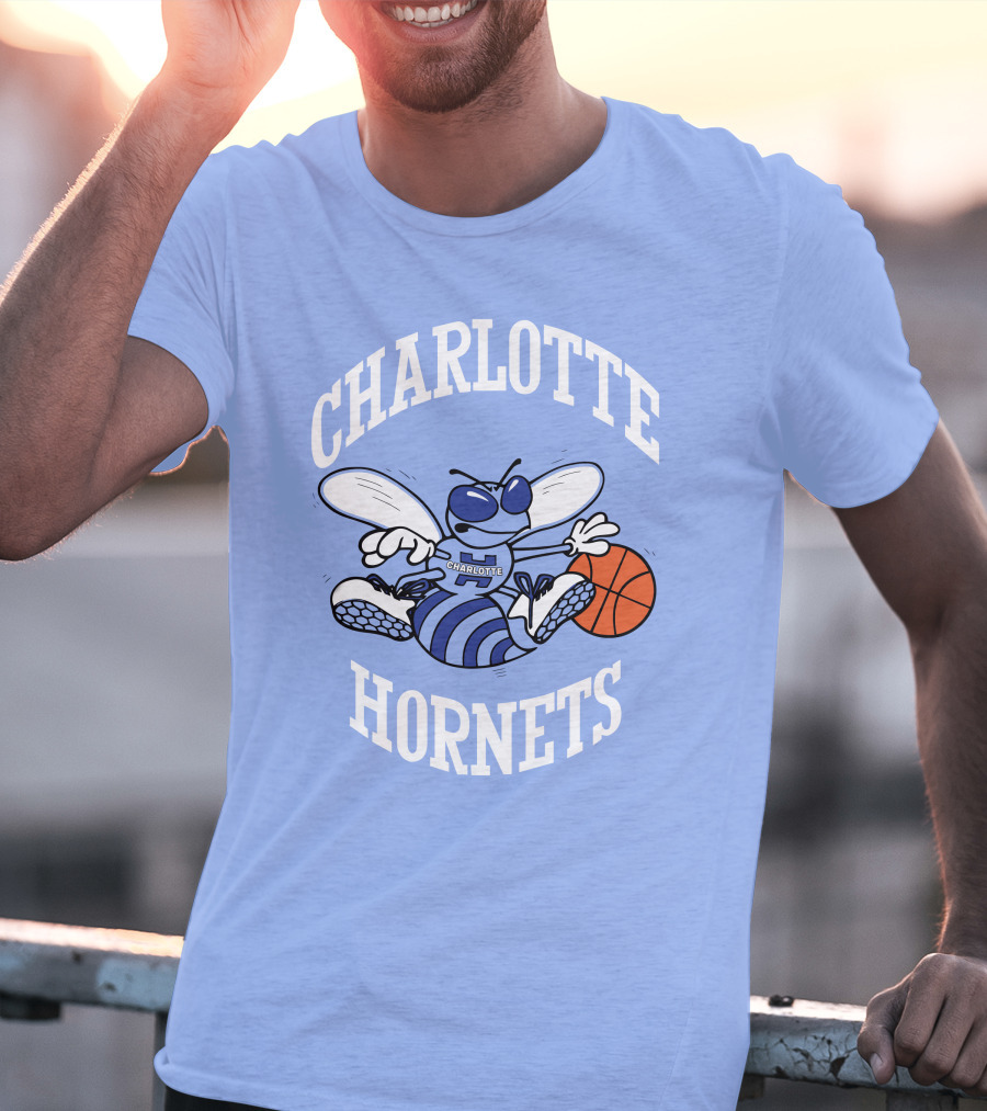 Charlotte Hornets Buzzing Basketball Mascot T-Shirt