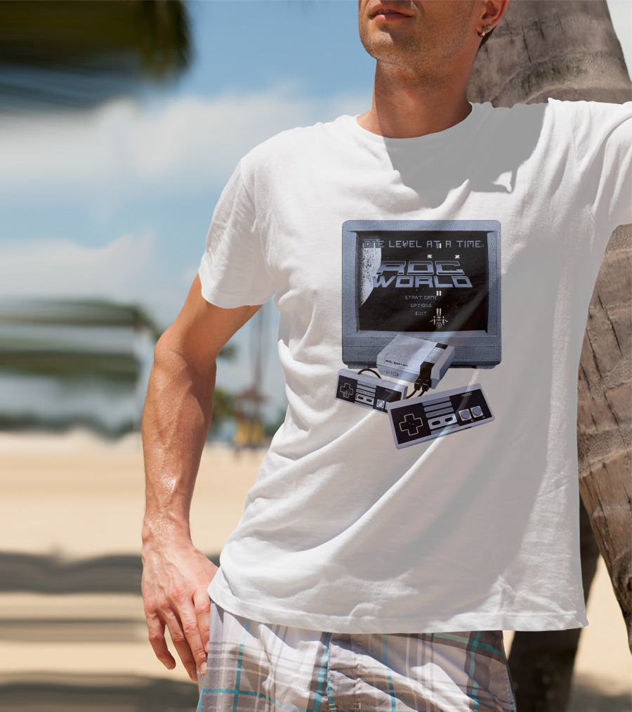 Rdc World NES One Level At A Time Retro Gaming Console And Controllers T-Shirt