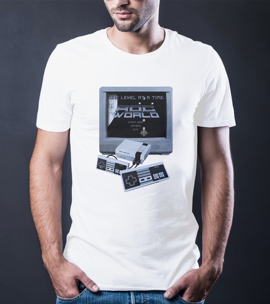 Rdc World NES One Level At A Time Retro Gaming Console And Controllers T-Shirt