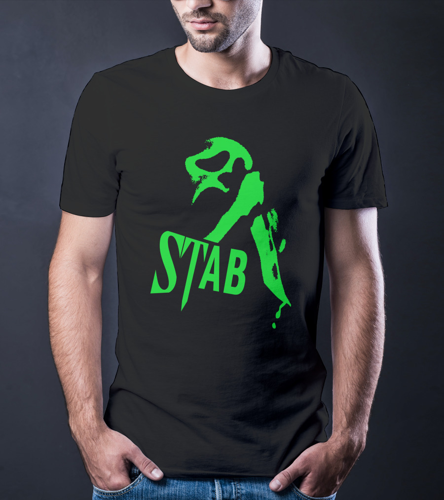 Ghostface Stab Green Mask Dripping Knife T-Shirt