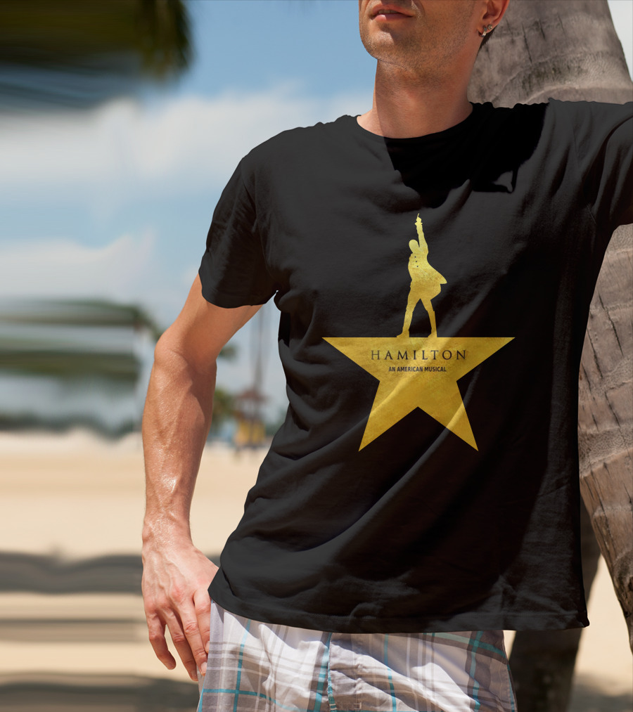 HAMILTON An American Musical Gold Star Icon Logo Standing Figure T-Shirt