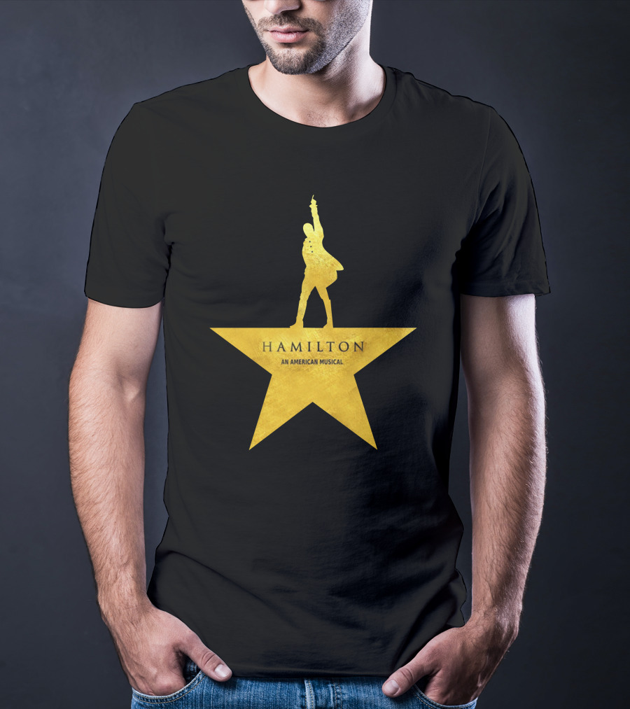 HAMILTON An American Musical Gold Star Icon Logo Standing Figure T-Shirt