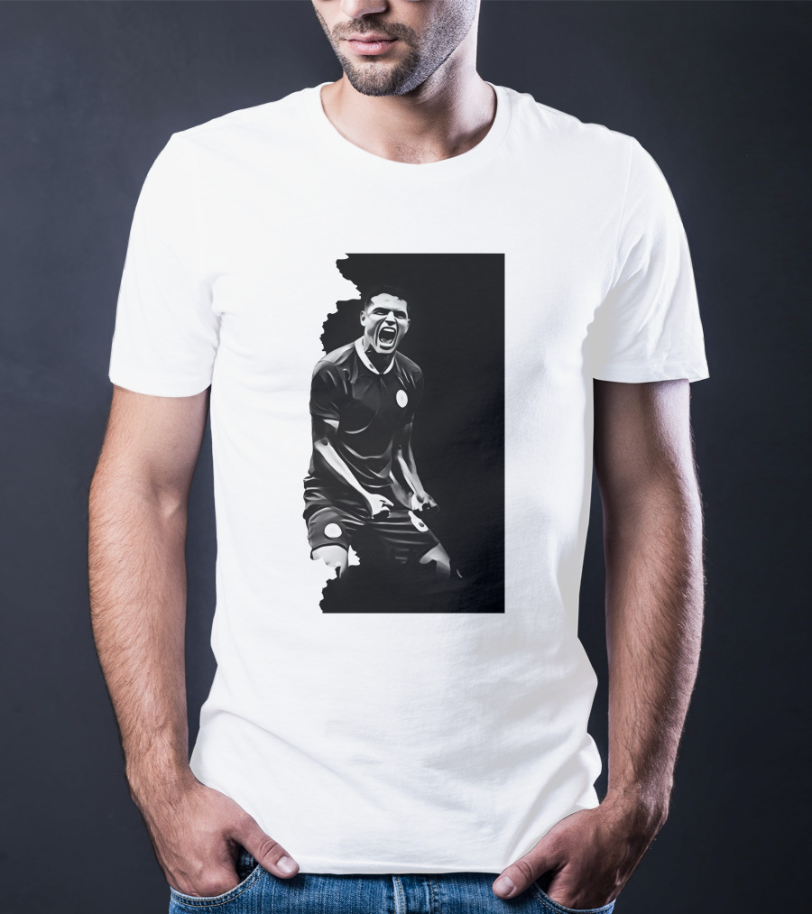The Byline Show O Monstro Football Player Celebration Monochrome T-Shirt