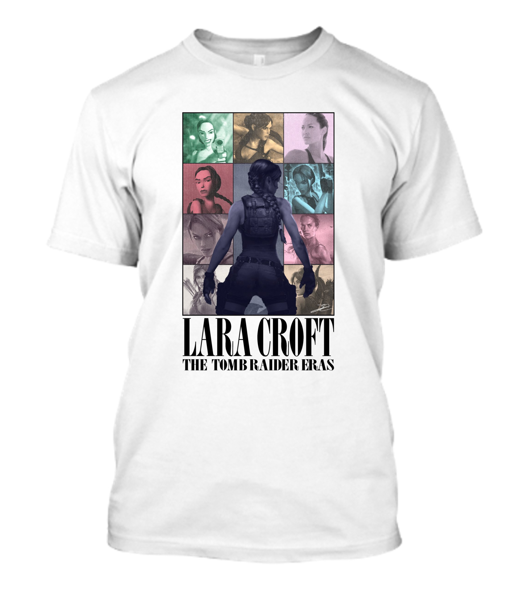 Lara Croft Character Evolution Through The Tomb Raider Eras T-Shirt