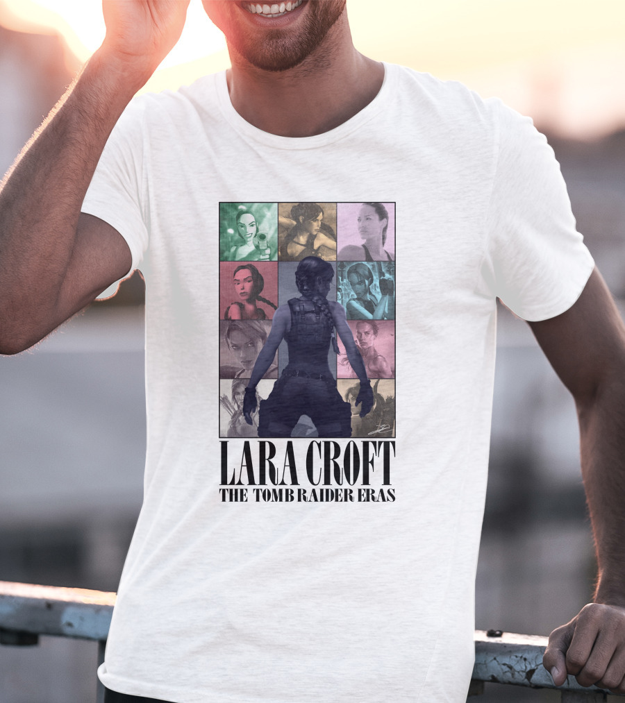 Lara Croft Character Evolution Through The Tomb Raider Eras T-Shirt