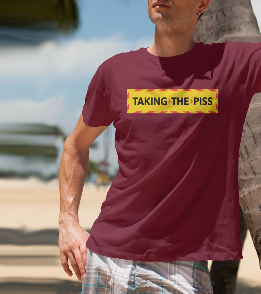 TAKING THE PISS Yellow Black Striped Warning Sign T-Shirt