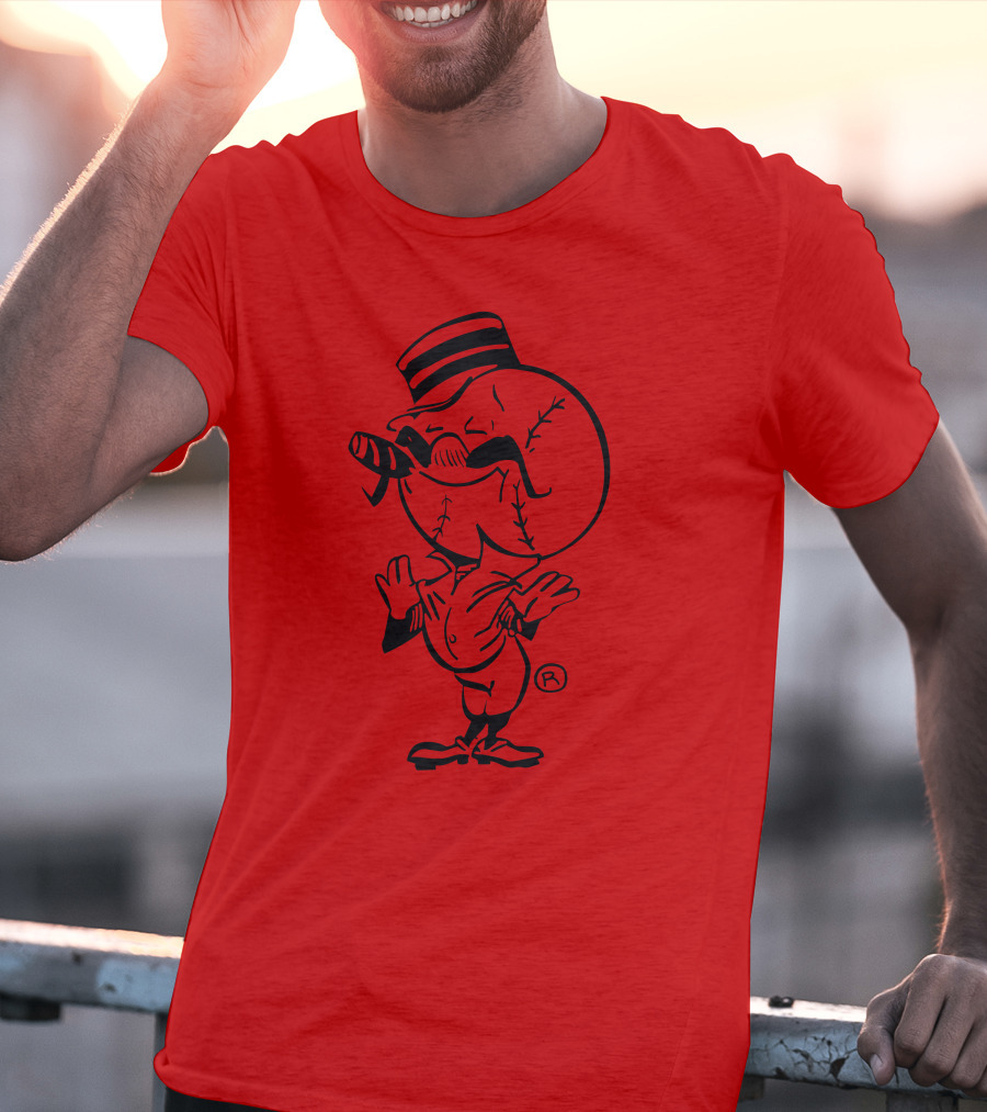 Cigar-Smoking Baseball Head Cartoon With Hat T-Shirt