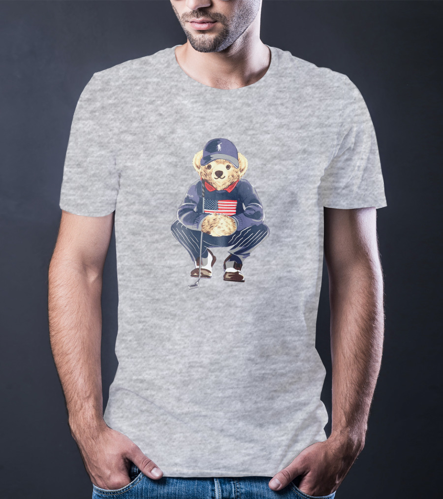Justin Thomas Polo Golf Bear USA Flag T-Shirt