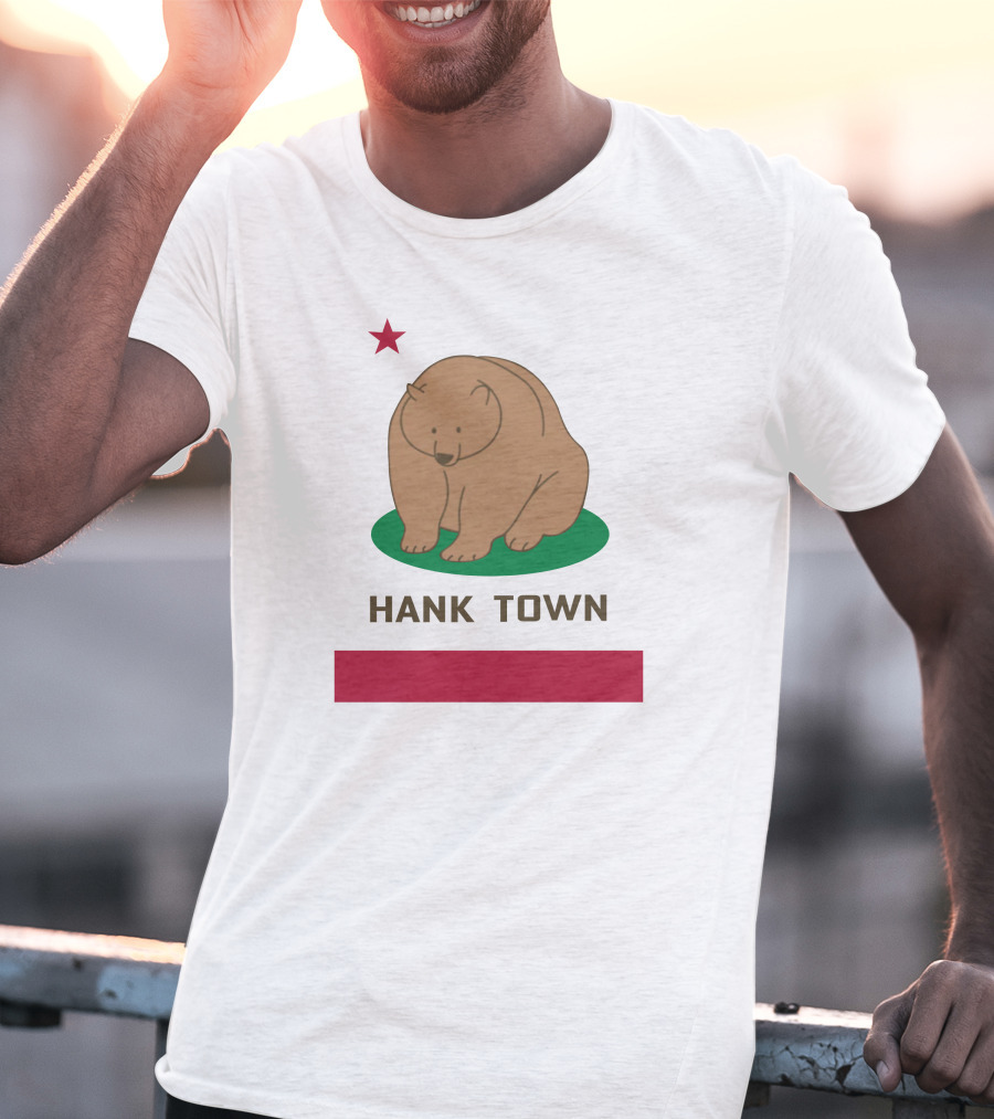Hank Town California Bear Star Green Brown Red T-Shirt