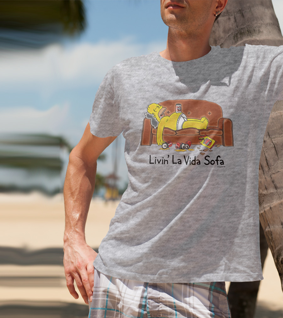 Livin La Vida Sofa Lazy Relaxation Snacks Couch Day T-Shirt