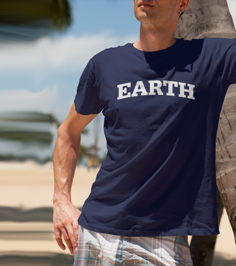 Cotton Bureau Earth Bold Text Navy T-Shirt