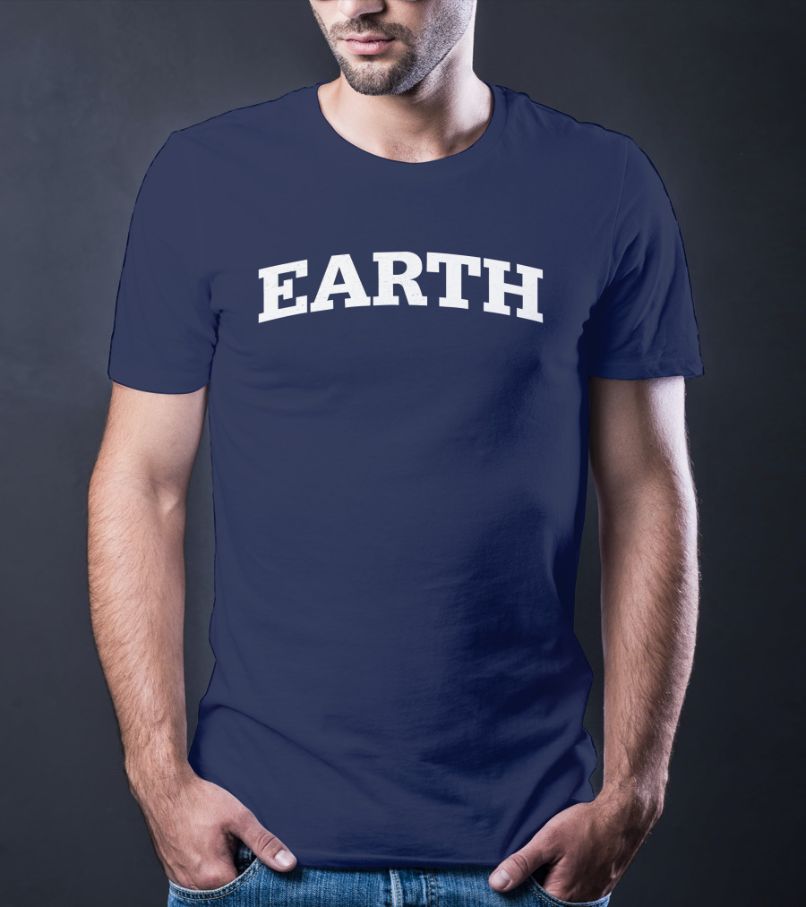 Cotton Bureau Earth Bold Text Navy T-Shirt