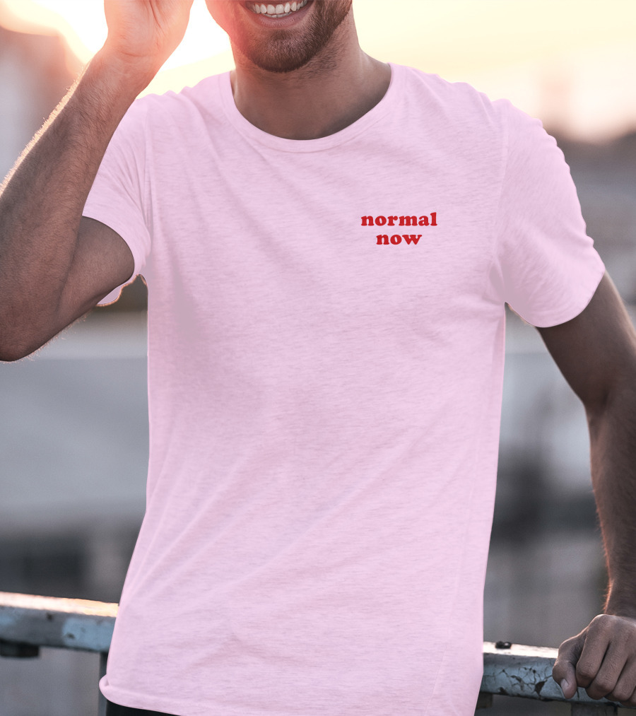 Normal Now Text Red On Light Pink T-Shirt