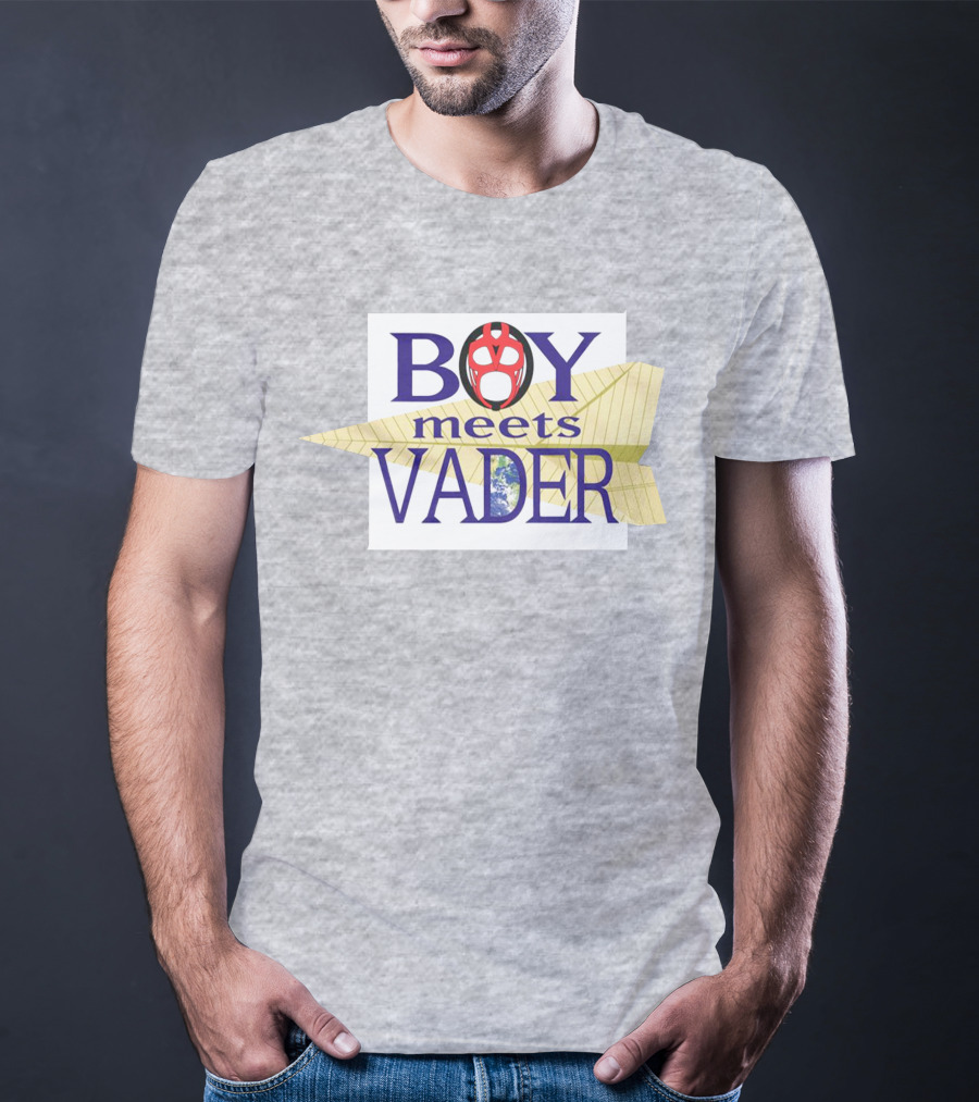 BOY Meets VADER Star Wars Parody Earth Paper Plane T-Shirt