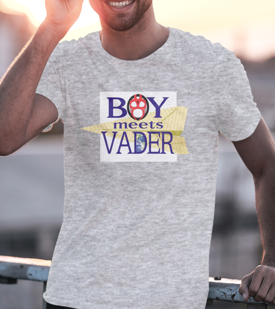 BOY Meets VADER Star Wars Parody Earth Paper Plane T-Shirt