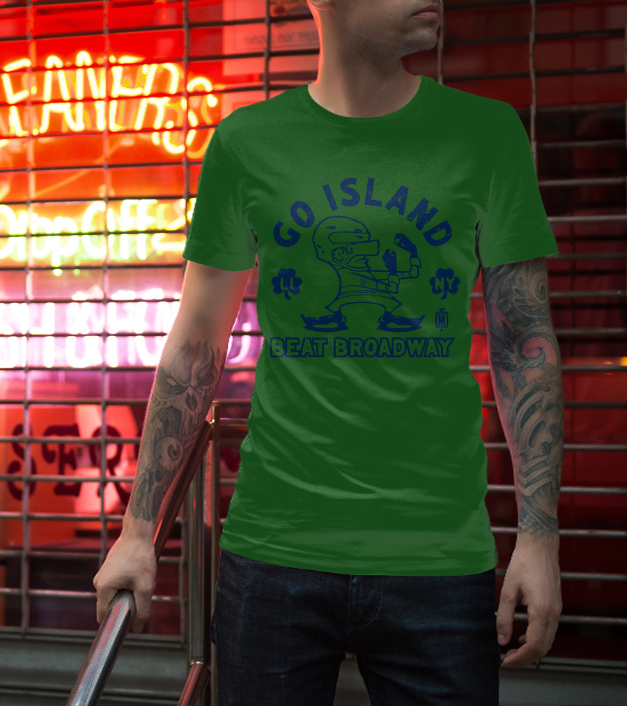 Go Island Beat Broadway NY LI Helmets Yes Men Outfitters T-Shirt
