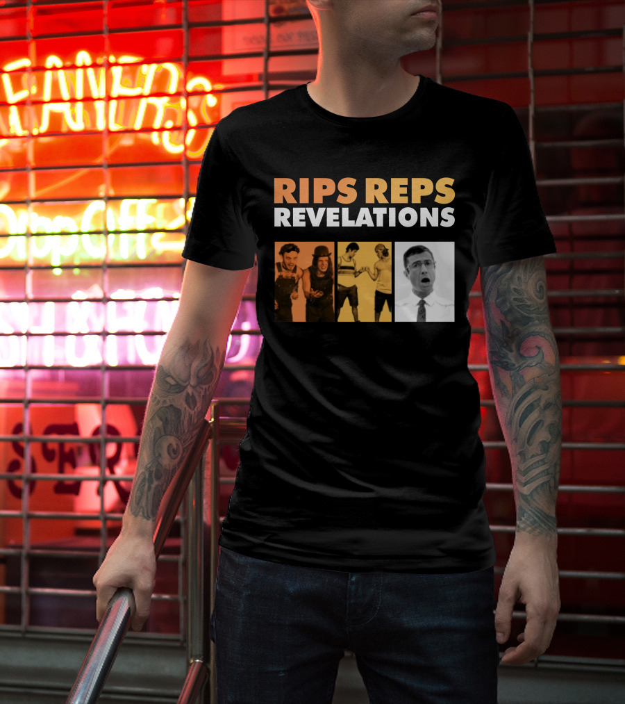 Rips Reps Revelations Classic Comedy Flexing Surprised Expression T-Shirt