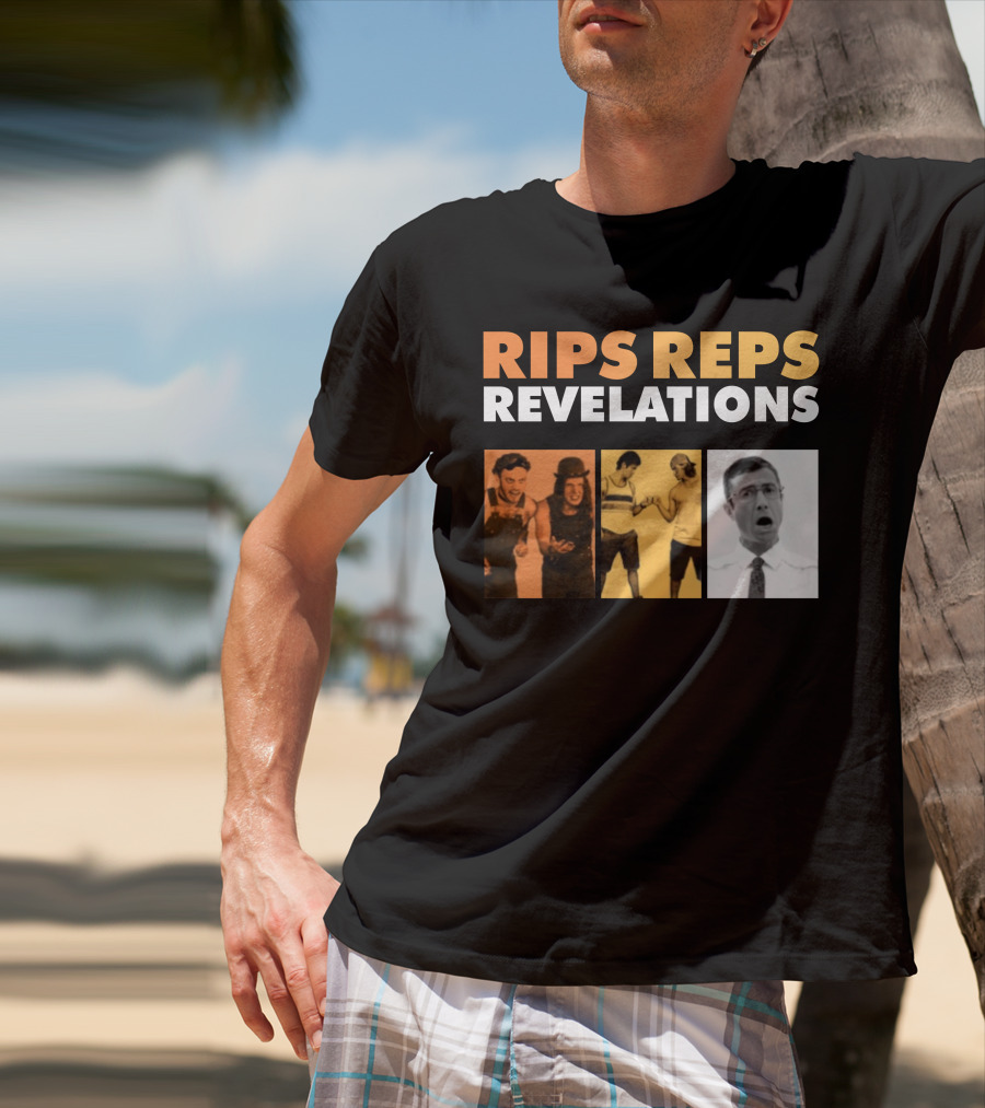 Rips Reps Revelations Classic Comedy Flexing Surprised Expression T-Shirt